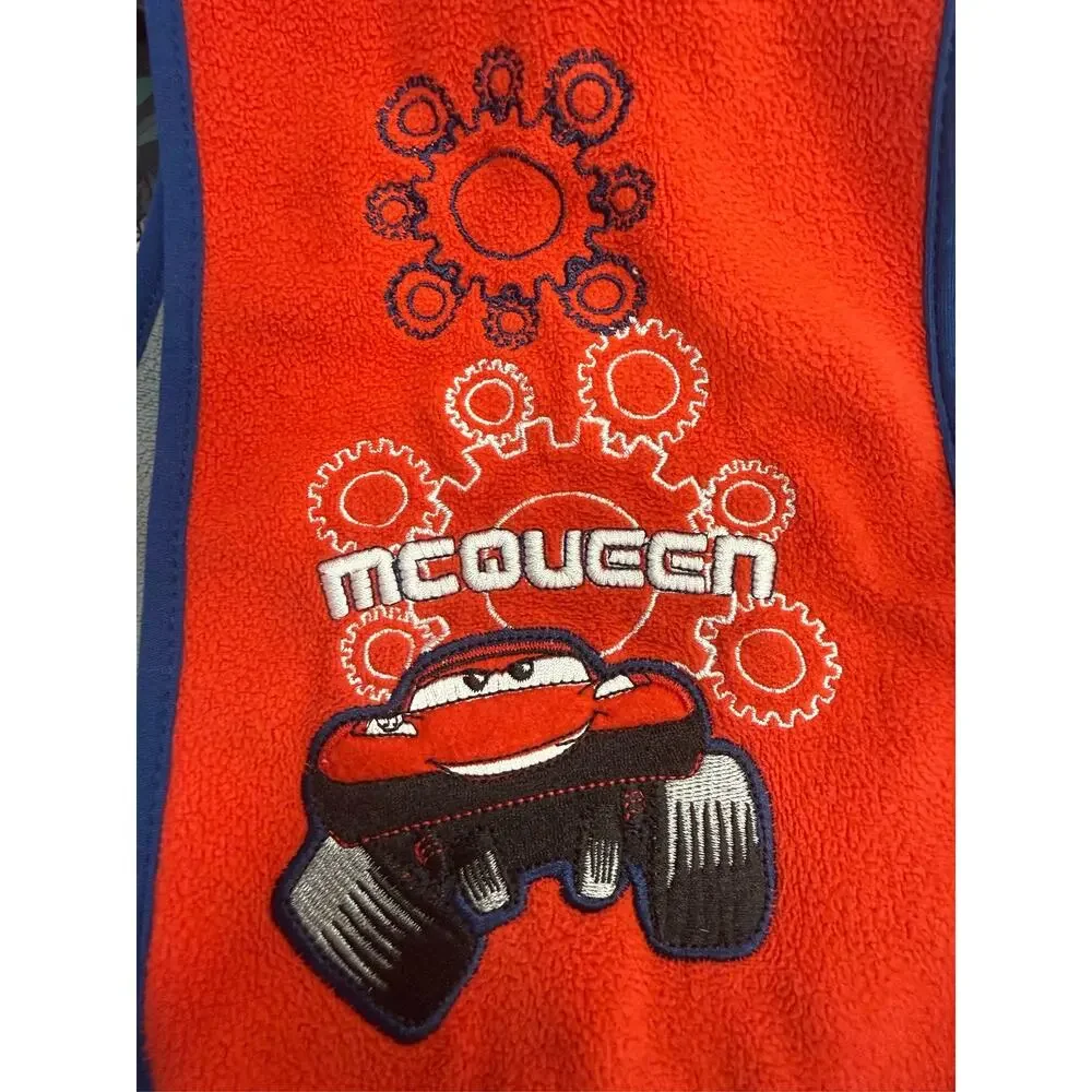 Disney Store Pixar Cars Embroidered Lightning McQueen Red/Gray Fleece Kids Scarf